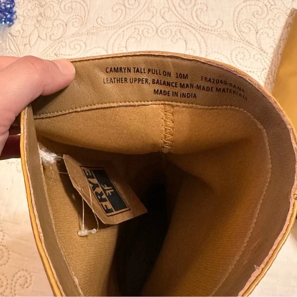 Frye leather banana yellow 14L tall boots - Picture 3 of 6